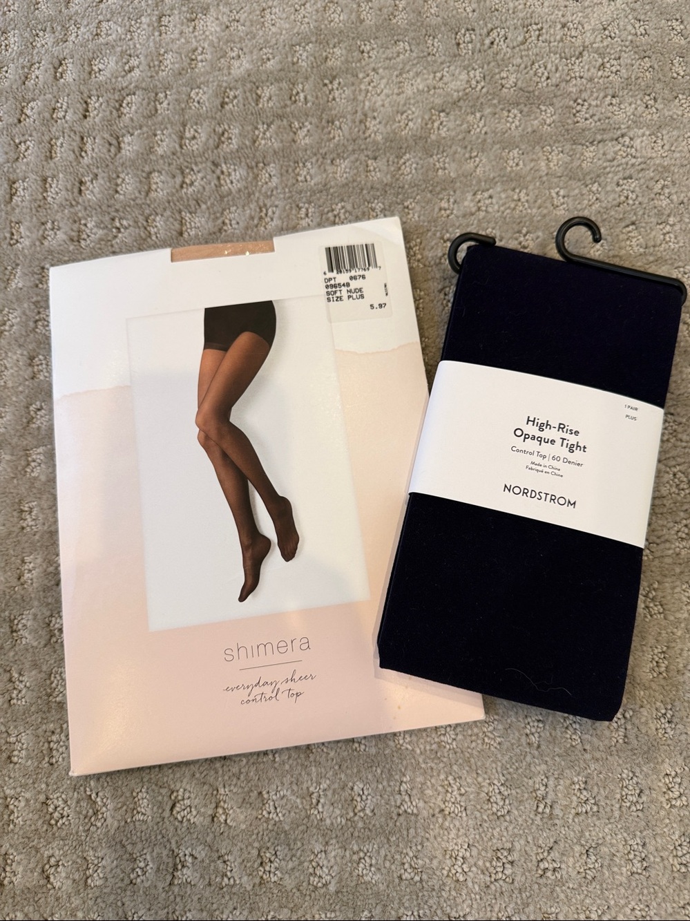 Nordstrom High-Rise Opaque Navy Tights & Shimera Soft Nude Control Top PLUS NWT